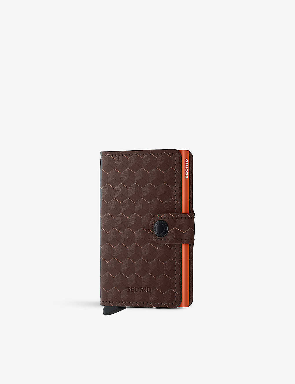 Secrid Mop-brown-orange Miniwallet Optical Leather And Aluminium Wallet