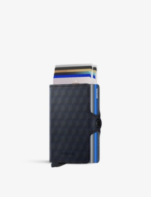 Shop Secrid Top-titanium-blue Twinwallet Leather And Aluminium Card Holder