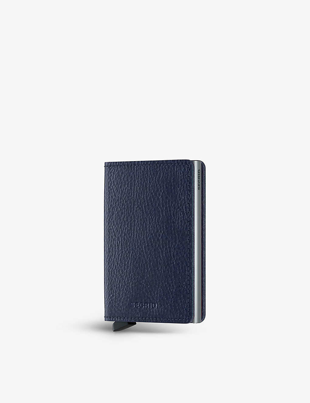 Secrid Svg-navy-silver Slimwallet Vegetable-tanned Leather And Aluminium Card Holder