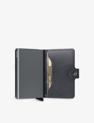 Shop Secrid Miniwallet Original Leather And Aluminium Wallet In M-grey