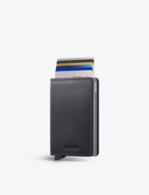 Shop Secrid Slimwallet Original Leather And Aluminium Card Holder In So-grey