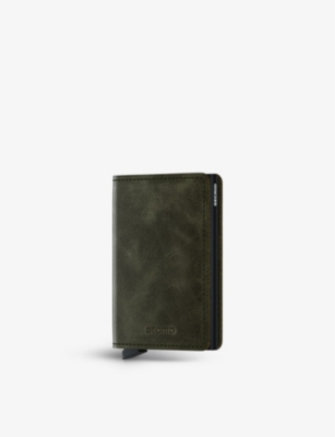 Secrid Slimwallet Vintage Leather And Aluminium Cardholder In Sv-olive-black