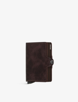 Secrid Tv-chocolate Twinwallet Vintage Leather And Aluminium Card Holder