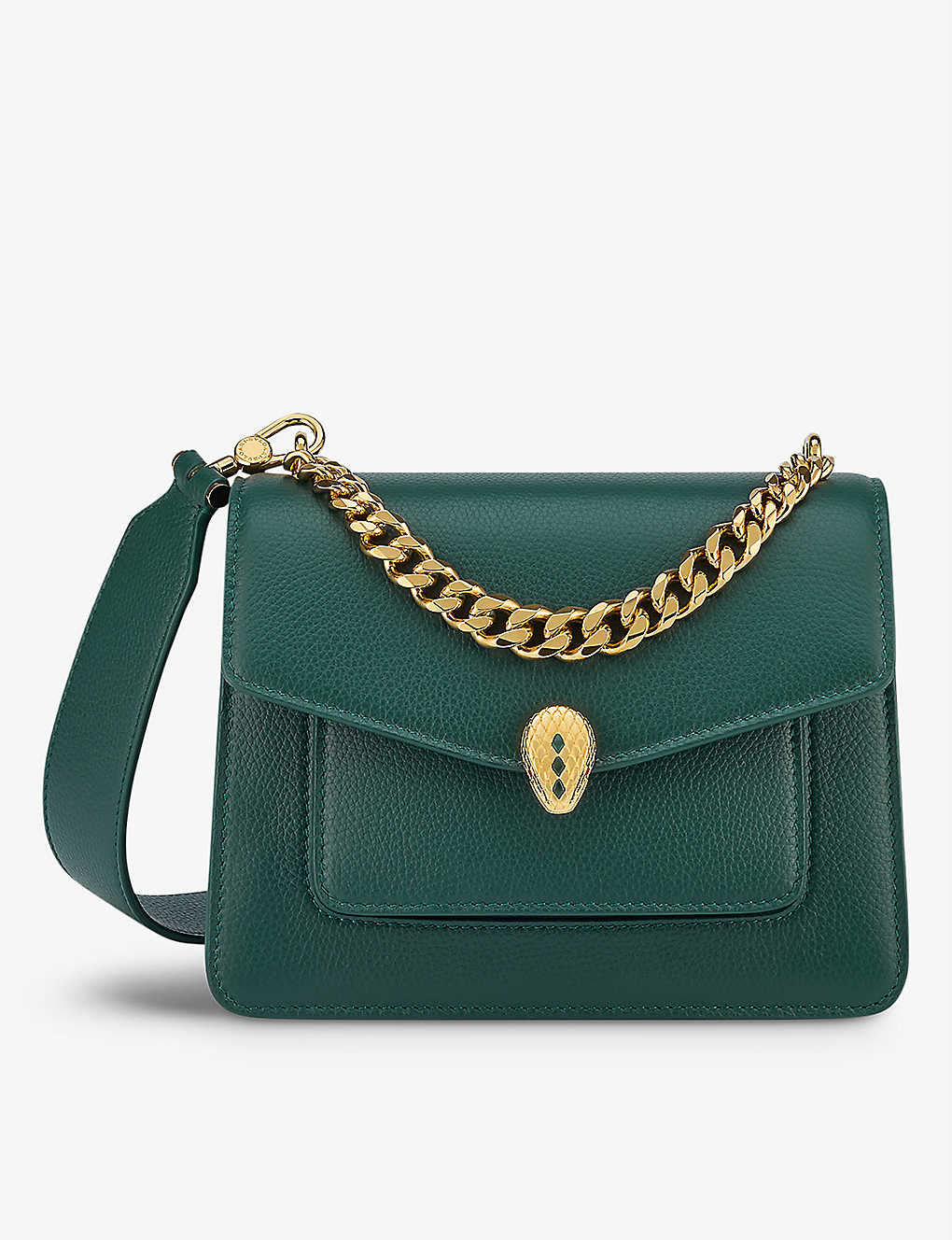 Bvlgari Women's Serpenti Maxi Chain Leather Shoulder Bag In Forest Emerald