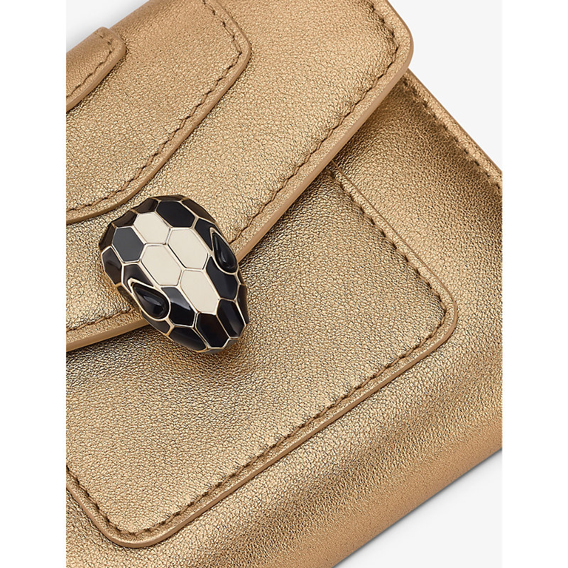 Shop Bvlgari Serpenti Forever Leather Wallet In Gold