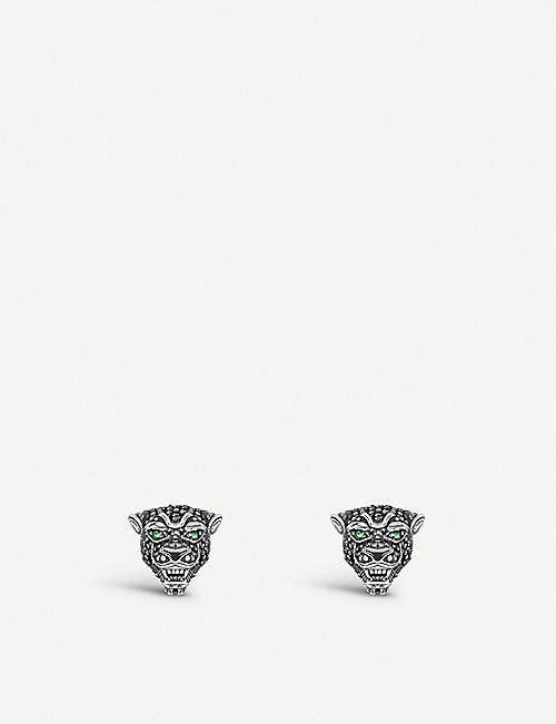 THOMAS SABO: Cat sterling-silver and cubic zirconia stud earrings