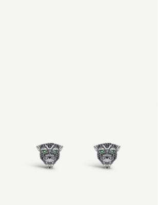 Thomas Sabo Womens Black Cat Sterling-silver And Cubic Zirconia Stud Earrings