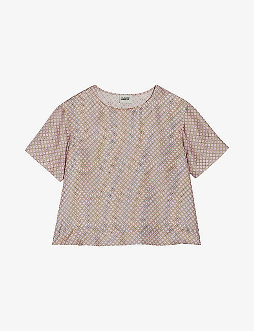 CLAUDIE PIERLOT: Bise geometric floral silk blouse