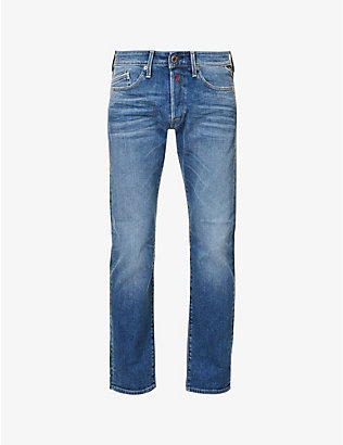 REPLAY: Waitom faded-wash straight-leg stretch-denim jeans