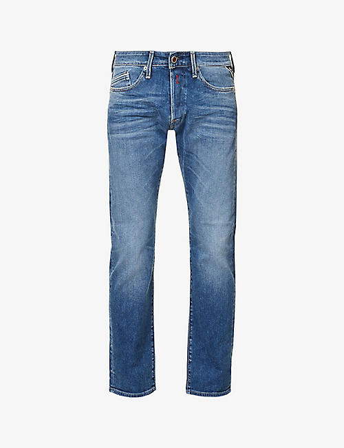 REPLAY: Waitom faded-wash straight-leg stretch-denim jeans