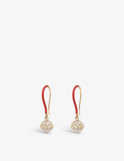 LA MAISON COUTURE: THEVAULT15 Joy 1ct yellow-gold, 1.29ct diamond and enamel earrings