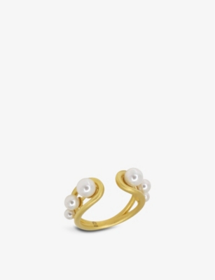 LA MAISON COUTURE: Miphologia 18ct yellow-gold plated brass and pearl ring
