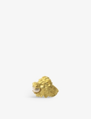 LA MAISON COUTURE: Miphologia Lion 18ct yellow-gold plated brass and pearl cocktail ring