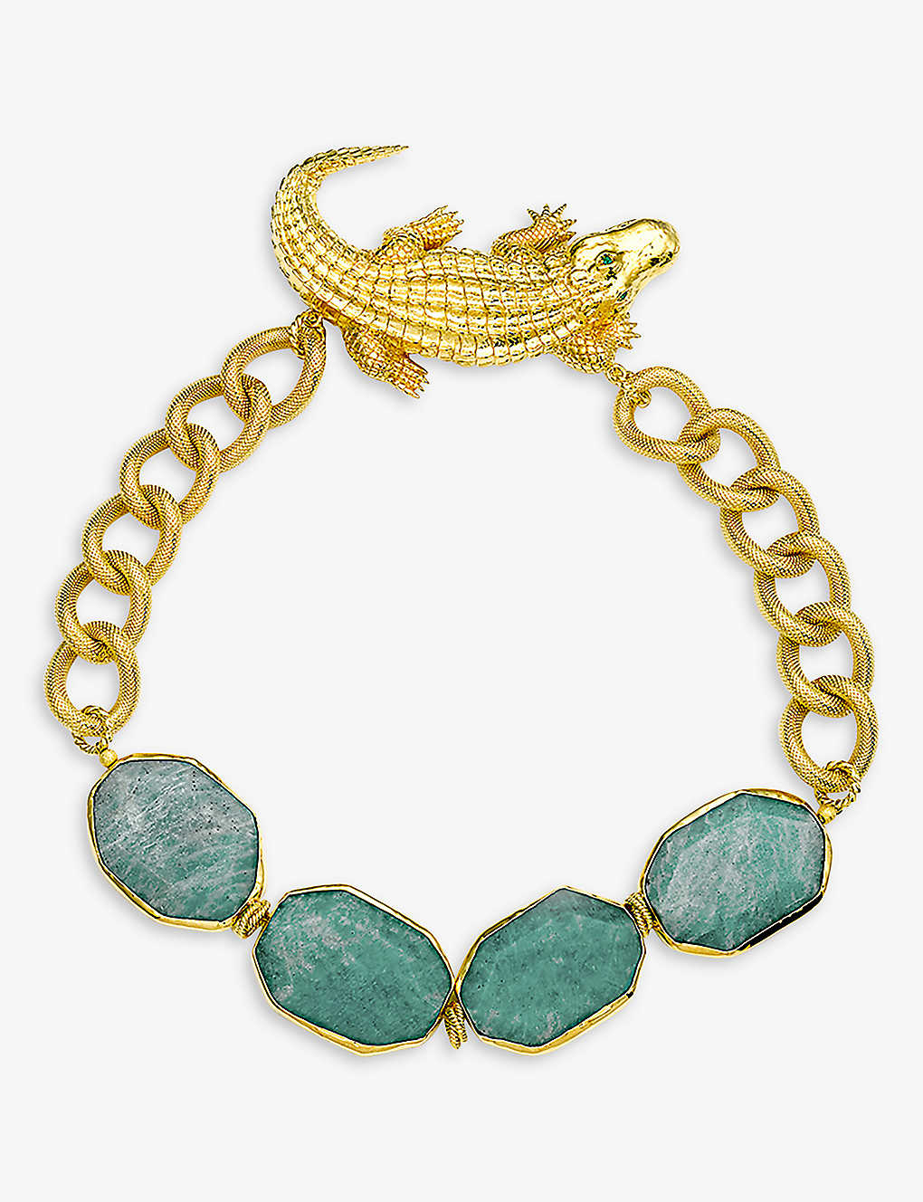 La Maison Couture Samantha Siu Eye-shine 18ct Yellow-gold Plated Sterling-silver, Emerald And Amazonite Necklace
