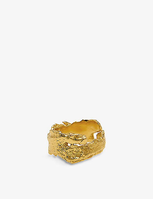 LA MAISON COUTURE: Deborah Blyth Bark 18ct yellow-gold plated sterling-silver ring