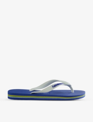 Havaianas Brasil Logo-embossed Rubber Flip-flops In Marine Blue