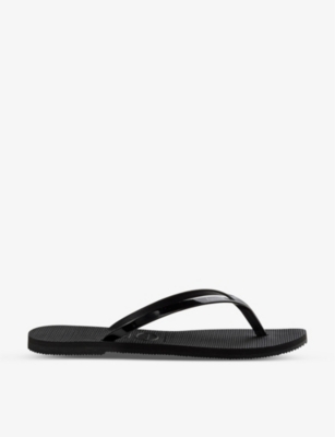 Havaianas Logo-embellished Rubber Flip-flops In Black