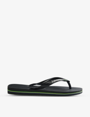 Havaianas Brasil Logo-print Rubber Flip-flops In Black/black