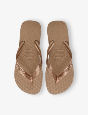 Havaianas Womens Rose Gold Top Tiras Metallic Rubber Flip-flops In Rose Gold