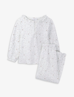 THE LITTLE WHITE COMPANY - Floral robin-print frilled-trim cotton ...