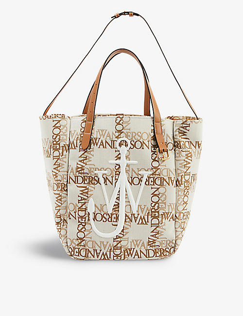 JW ANDERSON: Branded-pattern cotton-blend tote bag