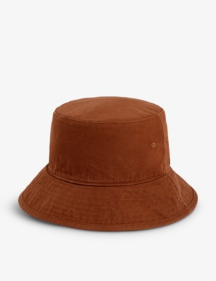 ACNE STUDIOS ACNE STUDIOS MENS BROWN LOGO-EMBROIDERED COTTON-TWILL BUCKET HAT,64556391