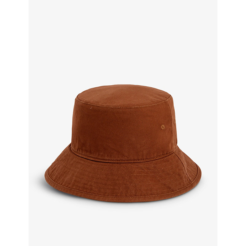 ACNE STUDIOS ACNE STUDIOS MENS BROWN LOGO-EMBROIDERED COTTON-TWILL BUCKET HAT,64556391