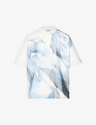 JW ANDERSON: Graphic-print cotton-piqué polo shirt