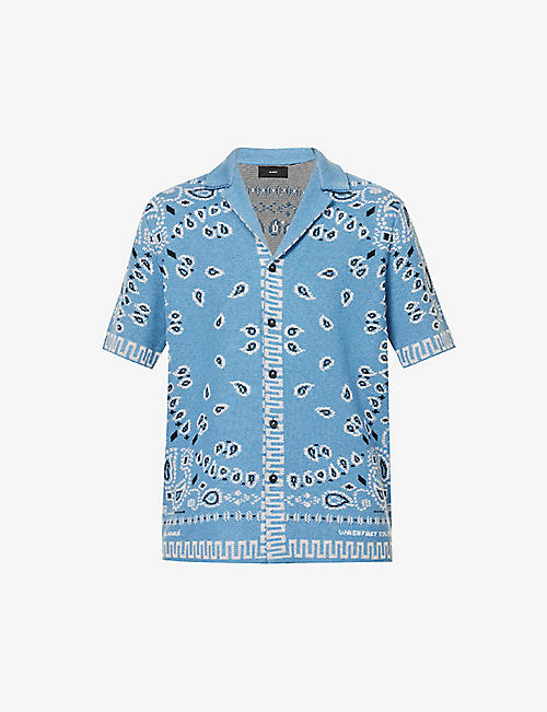 ALANUI: Bandana paisley-pattern boxy-fit cotton-knit shirt
