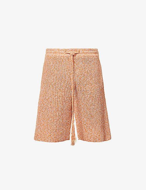 ALANUI: Palm Tree bouclé-knit relaxed-fit cotton-blend shorts