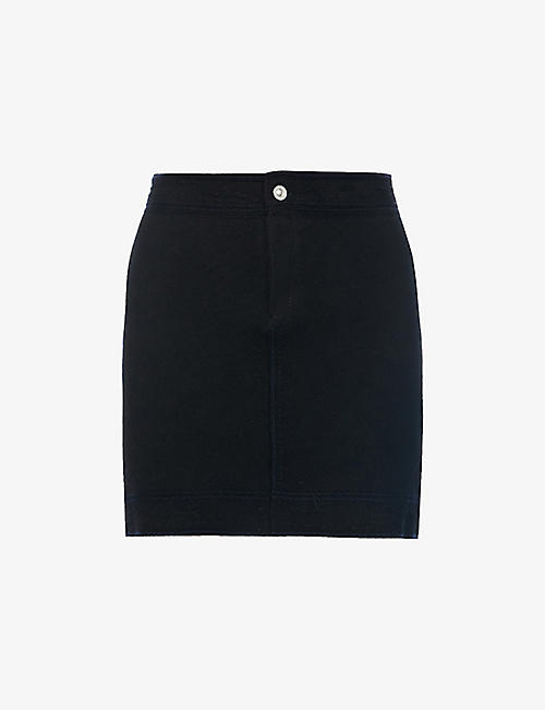 BARRIE: Embroidered cashmere and cotton-blend mini skirt