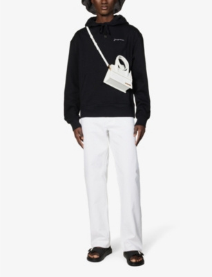 Shop Jacquemus Men's Black Logo-print Organic Cotton-jersey Hoody