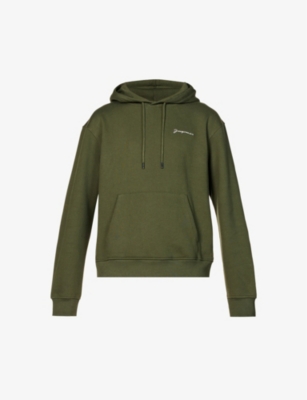 Jacquemus Mens Light Khaki Logo-print Organic Cotton-jersey Hoody