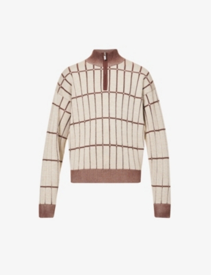 Jacquemus Checkered Knit Jumper In Multi Beige