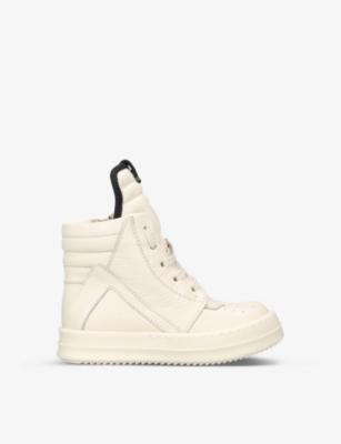 Baby White Geobasket Leather Sneakers