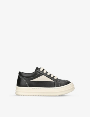 RICK OWENS RICK OWENS GIRLS BLK/WHITE KIDS VINTAGE LEATHER LOW-TOP TRAINERS 1-3 YEARS,64575958