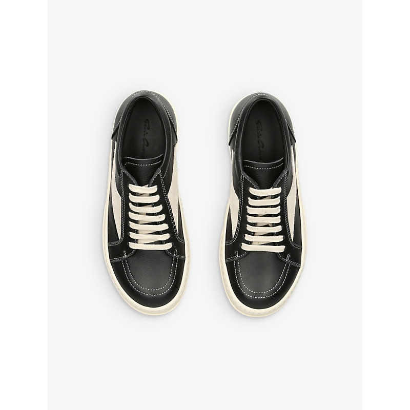 Shop Rick Owens Girls Blk/white Kids Vintage Leather Low-top Trainers 3-9 Years