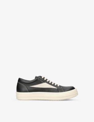 Rick Owens Kids' Vintage Leather Low-top Trainers 3-9 Years In Blk/white