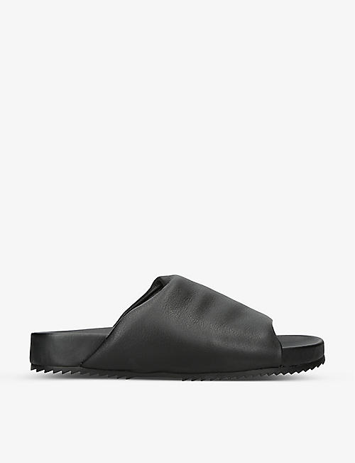 RICK OWENS: Puffer leather slider sandals 3-9 years