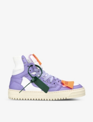 OFF-WHITE OFF-WHITE C/O VIRGIL ABLOH WOMENS PURPLE OFF-COURT 3.0 LEATHER AND CANVAS HIGH-TOP TRAINERS,64576238