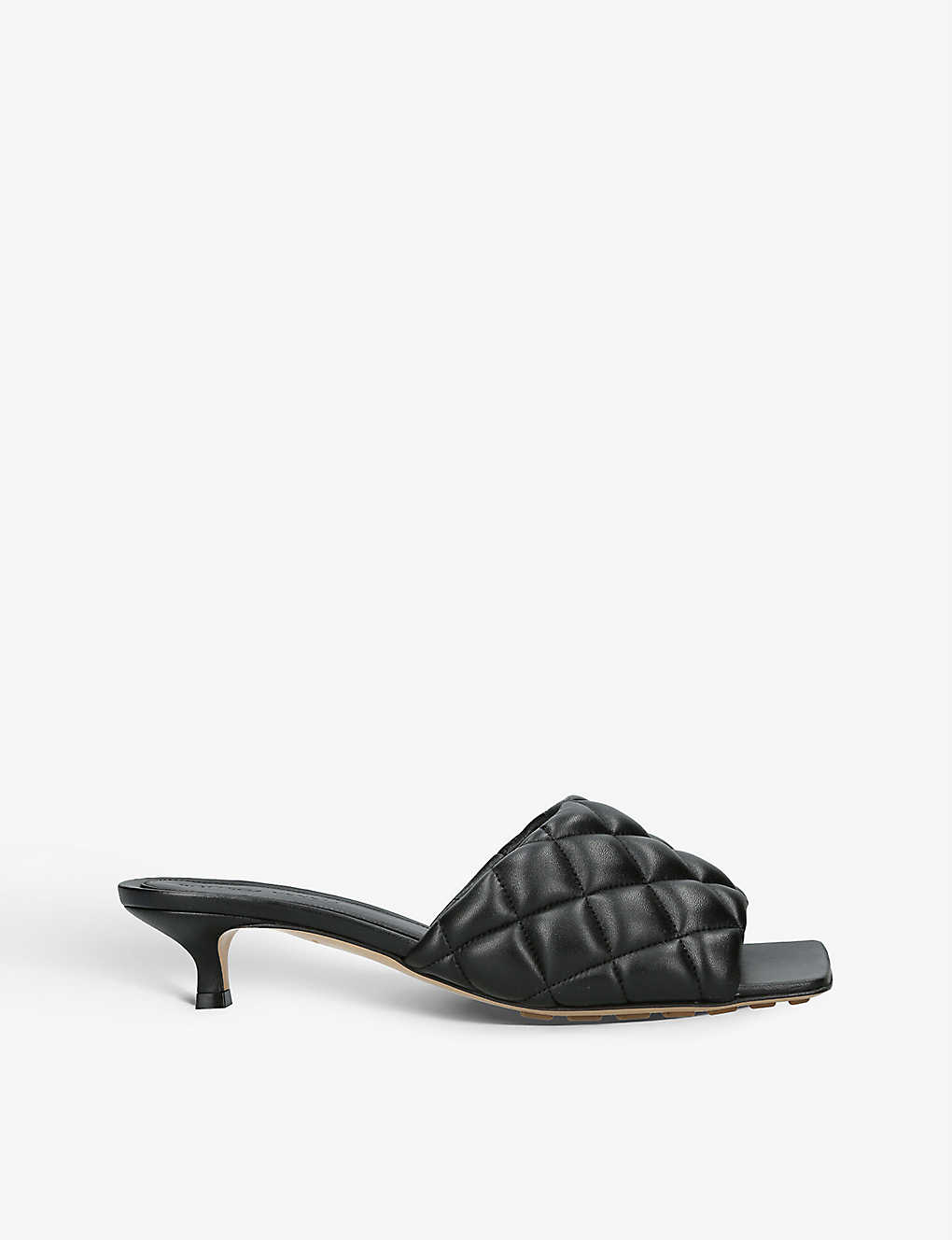 Shop Bottega Veneta Womens Black Padded Quilted-leather Heeled Mules