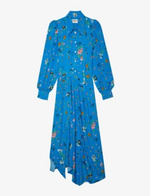 Zadig Voltaire Ruselia Floral-print Midi Dress In Azur ModeSens