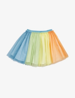 STELLA MCCARTNEY: Rainbow-print pleated tulle skirt 4-14 years