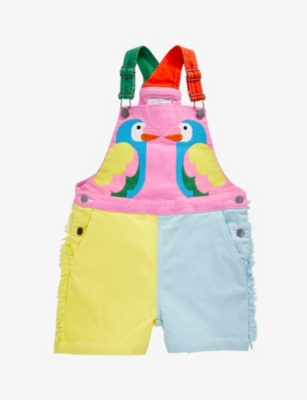Stella Mccartney Color Block Organic Denim Dungaree In Colourful