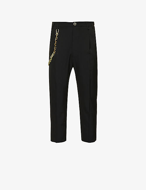 SONG FOR THE MUTE: Detachable-cord tapered-leg cropped stretch-woven trousers