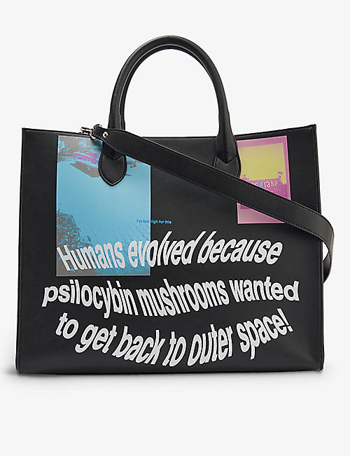 MSFTSREP: Human's Evolved graphic-print faux-leather tote bag