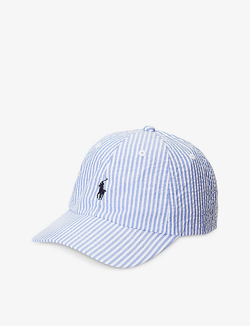 RALPH LAUREN: Logo-embroidered striped seersucker cotton baseball cap 2-4 years