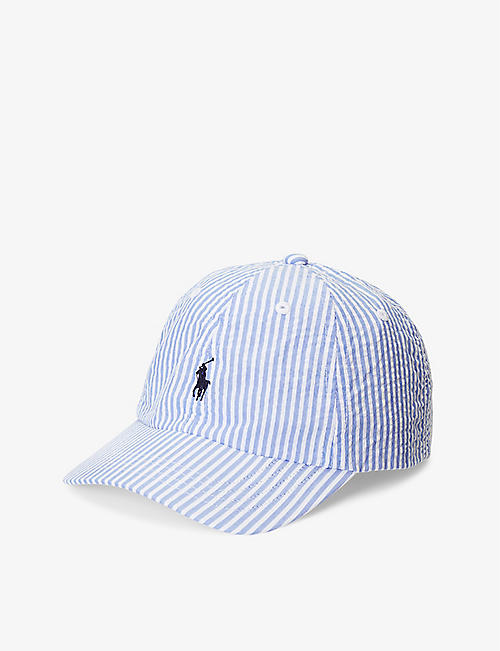 RALPH LAUREN: Logo-embroidered striped seersucker cotton baseball cap
