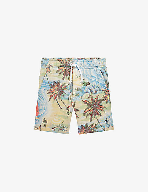 POLO RALPH LAUREN: Graphic-print logo-embroidered cotton-terry shorts 5-7 years