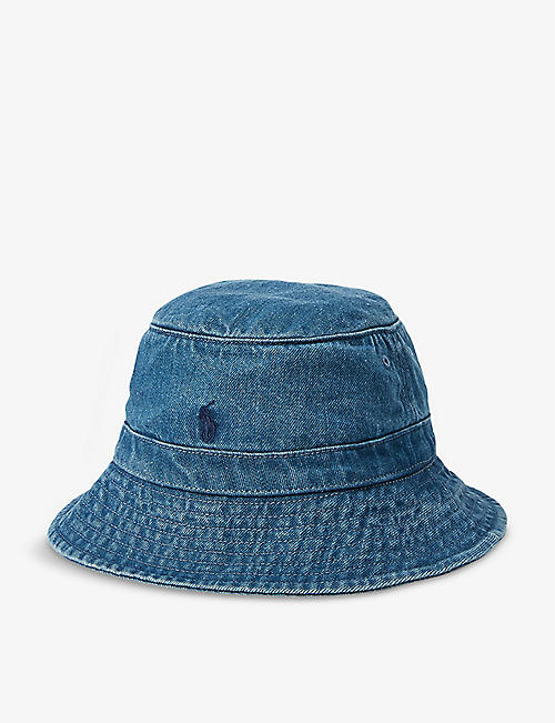 RALPH LAUREN: Kids logo-embroidered denim bucket hat